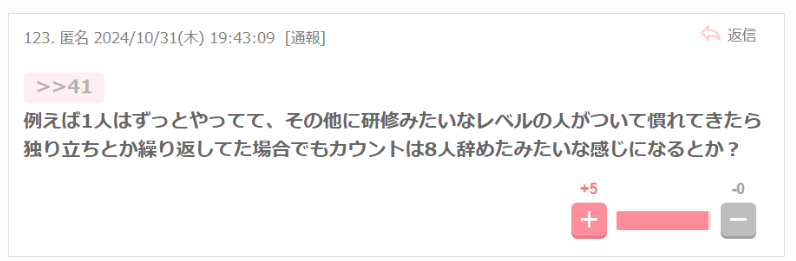 新人のマネージャーが辞めただけでは？という声