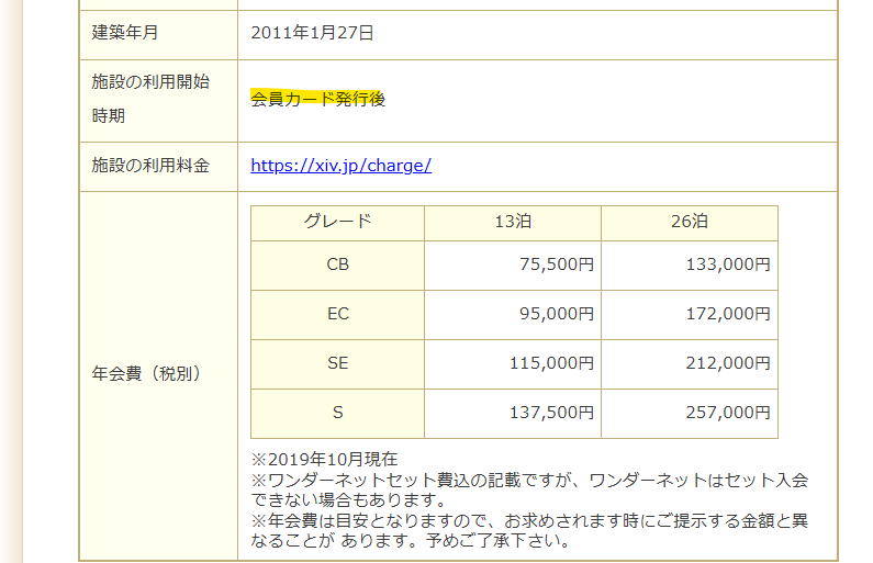 エクシブ有馬離宮の価格表