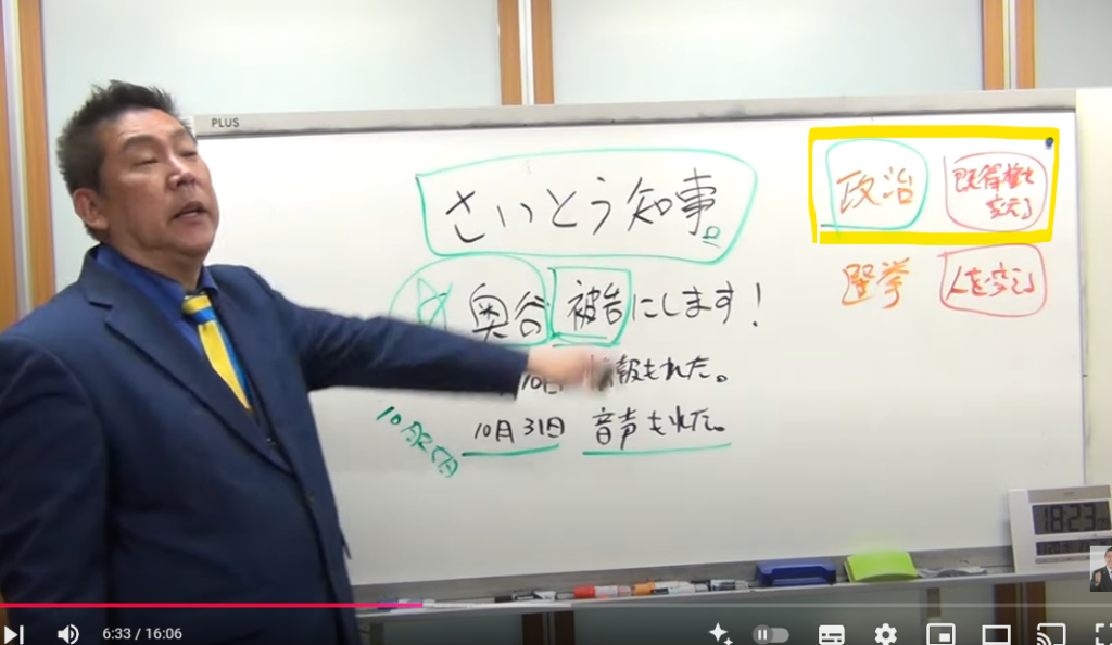 斎藤元彦に政治をしてほしいと説明したホワイトボード