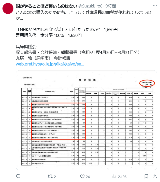 丸尾まき氏の書籍代に対する声